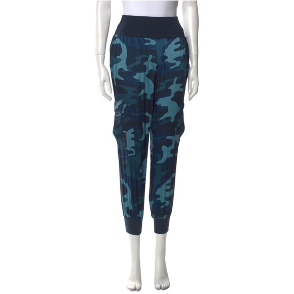 CINQ A SEPT Giles High-Waist Blue Camo Jogger Pants large - Picture 1 of 4
